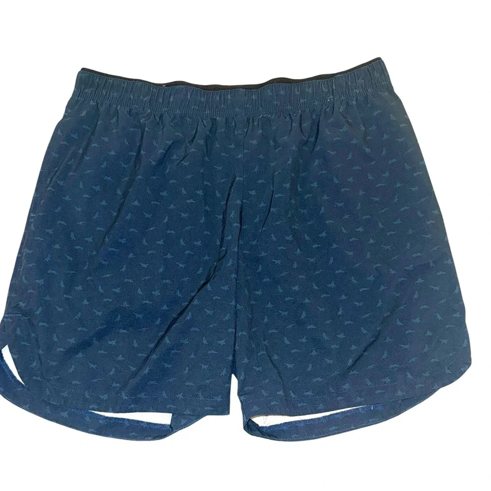 Chubbies Men’s XL 7” Linerless Shorts Navy Shark Print Elastic Waist